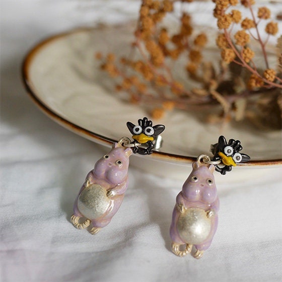 Original Ghibli Bo Mouse Earrings • Spirited Away Earring • Japanese Handmade Jewelry • Anime Studio Ghibli Gift