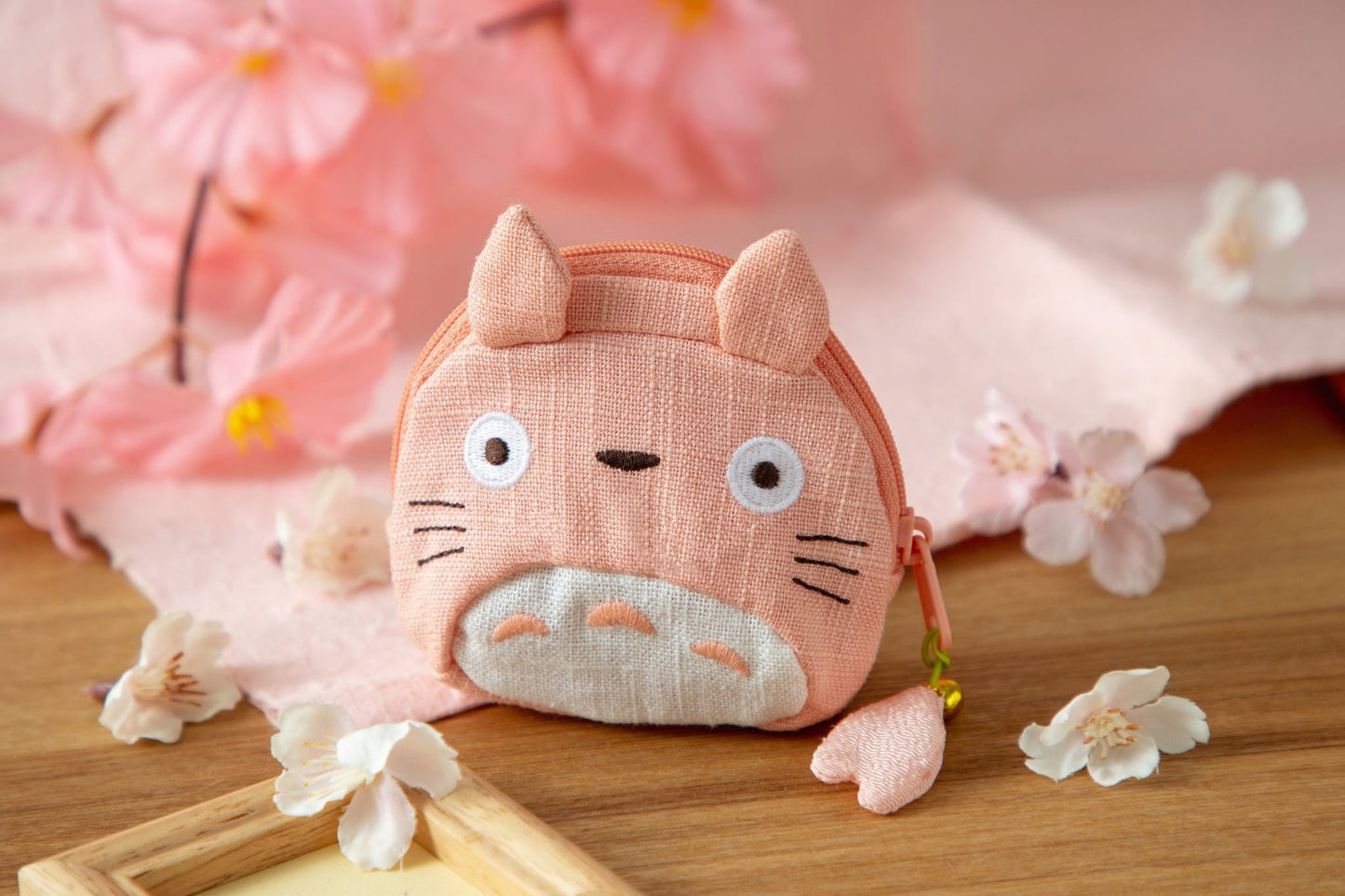 Original Ghibli Totoro-Sakura Pouch • My Neighbor Totoro Coin Purse/Cosmetic Bag/Wallet/Makeup Case • Spring Anime Studio Ghibli Gift