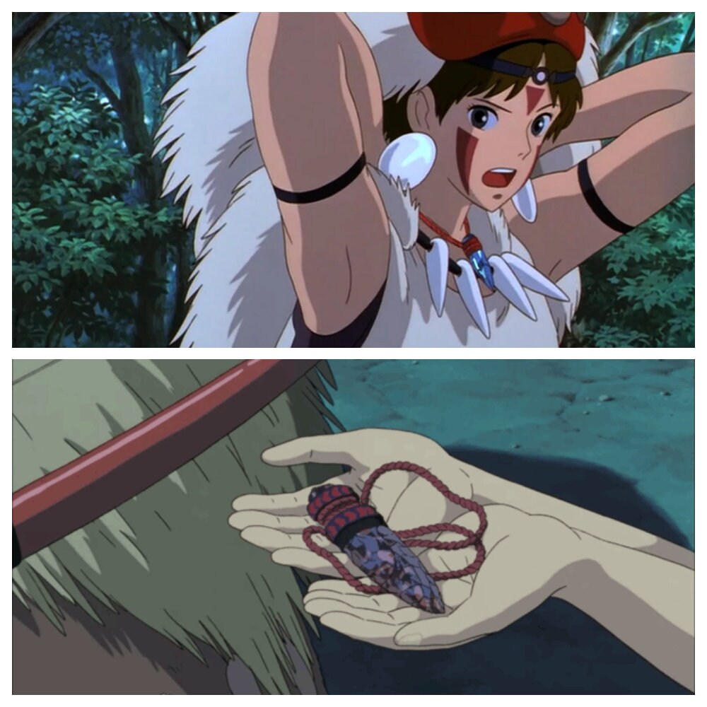 Original Ghibli Princess Mononoke Necklace • San's Crystal Dagger Pendant with Chain • Anime Japanese Jewelry • Studio Ghibli Gift