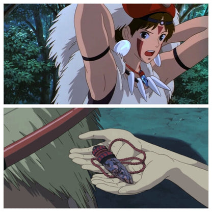 Original Ghibli Princess Mononoke Necklace • San's Crystal Dagger Pendant with Chain • Anime Japanese Jewelry • Studio Ghibli Gift