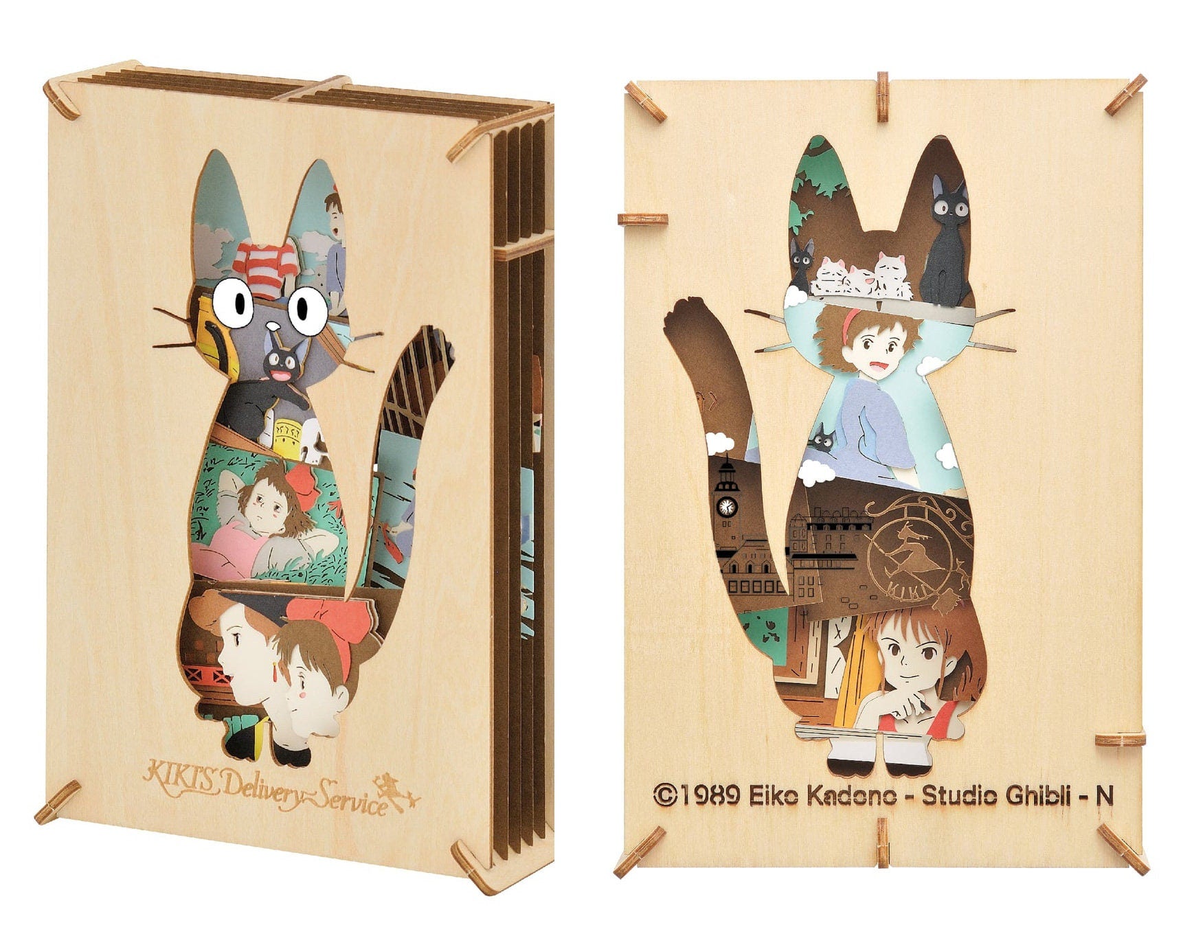 Original Ghibli Wooden Paper Theater/Puzzle • Kikis Delivery Paper Craft/Interior Diorama/Home Decor • Jiji Anime Scene • Studio Ghibli Gift