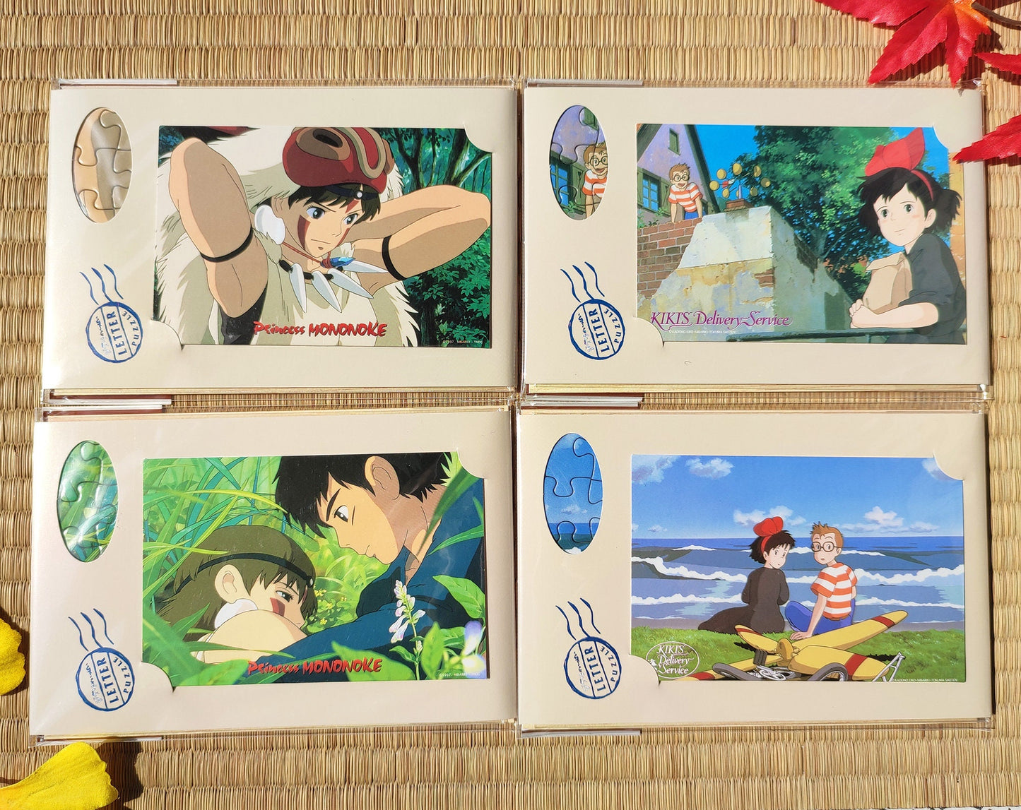 Vintage* Original Ghibli Letter Puzzle Set • Mononoke, Kikis Delivery Message card/Postcard/Envelope • Anime Stationery • Studio Ghibli Gift