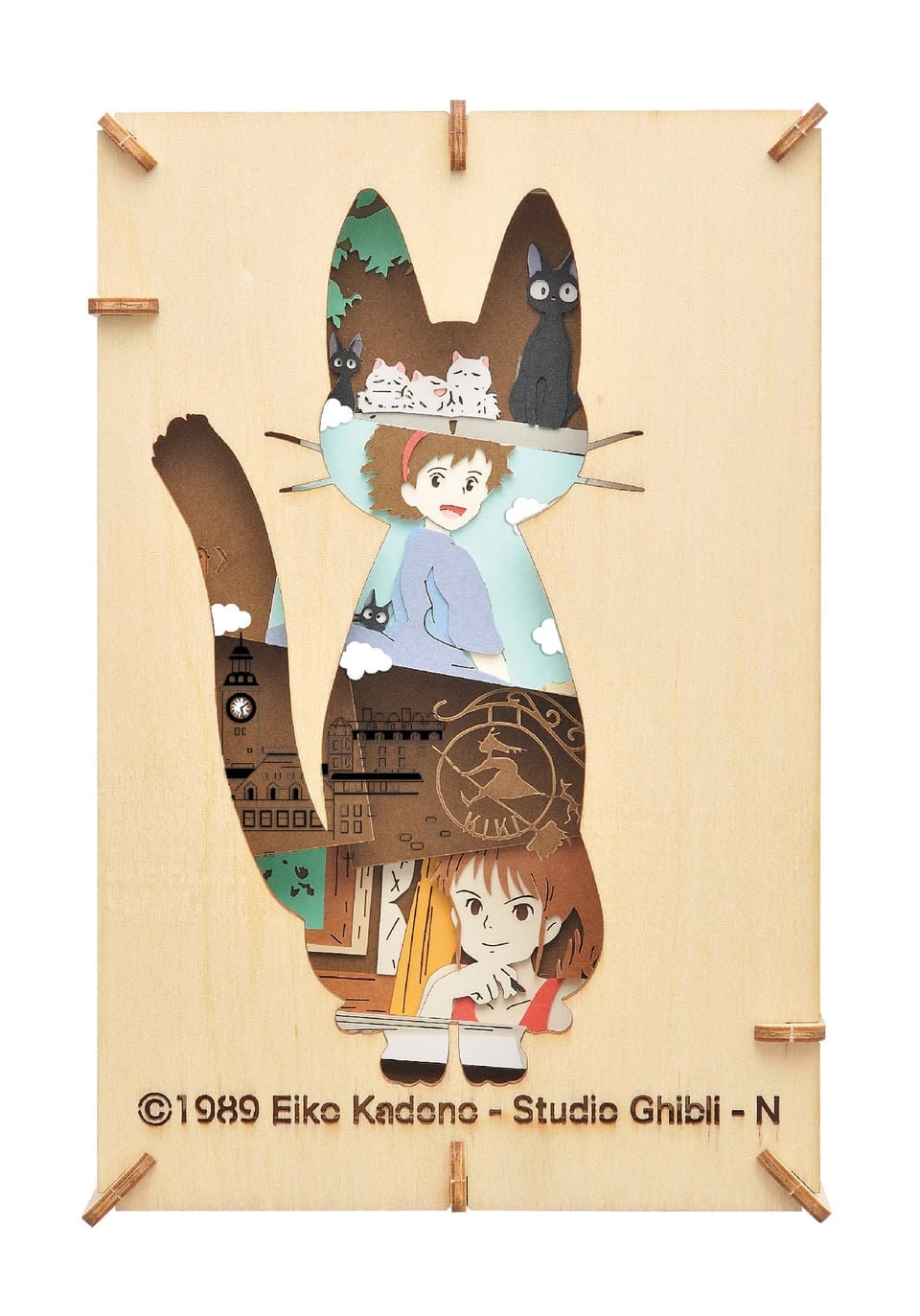 Original Ghibli Wooden Paper Theater/Puzzle • Kikis Delivery Paper Craft/Interior Diorama/Home Decor • Jiji Anime Scene • Studio Ghibli Gift