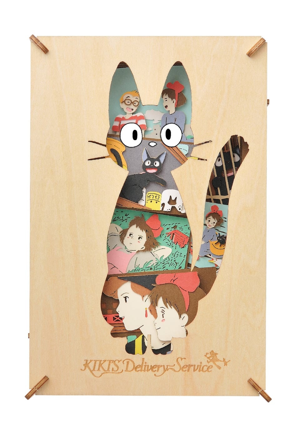 Original Ghibli Wooden Paper Theater/Puzzle • Kikis Delivery Paper Craft/Interior Diorama/Home Decor • Jiji Anime Scene • Studio Ghibli Gift