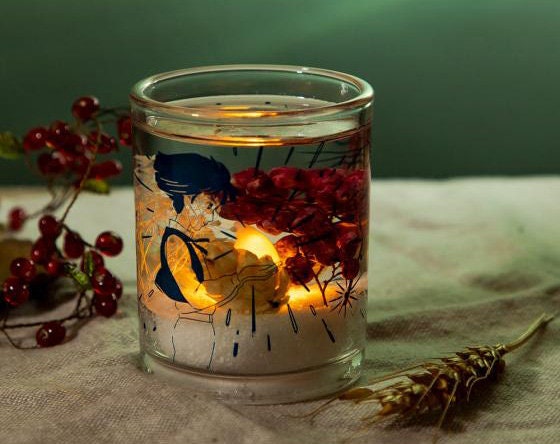 Original Ghibli Howl LED Aroma Wax Melt • Howls Moving Castle Gel Candle with Berry Scent, Fragrance, Dried Flowers • Studio Ghibli Gift