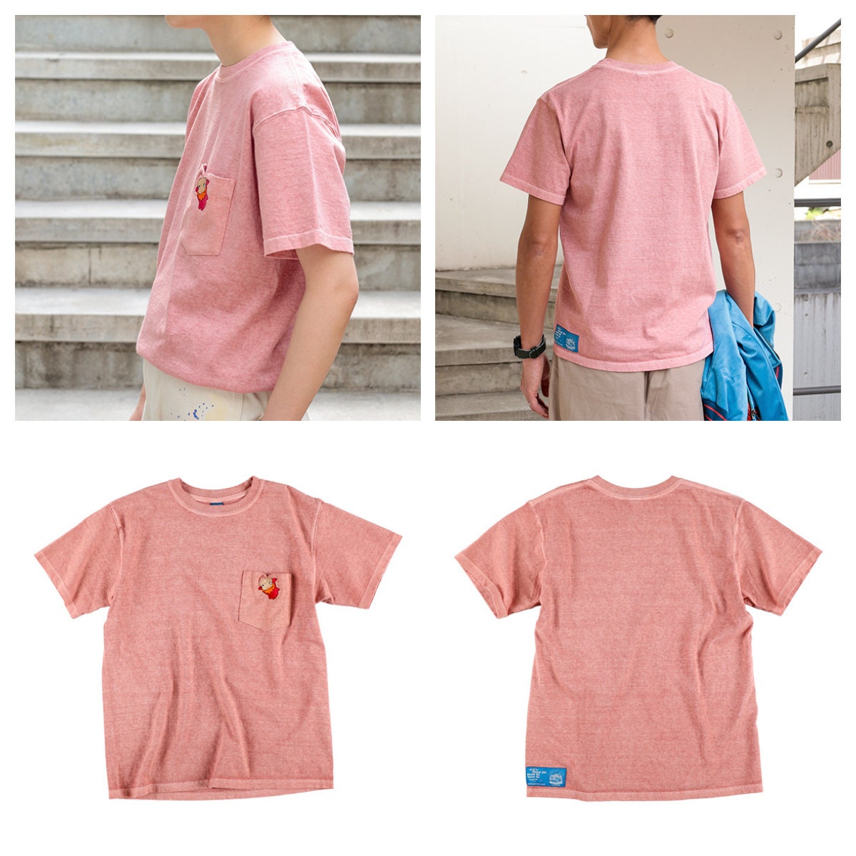 Original Ghibli Ponyo T-shirt Embroided • Ponyo on the Cliff GBL Summer Clothes/Top/Pink Tshirt with Pocket • Anime Studio Ghibli Gift