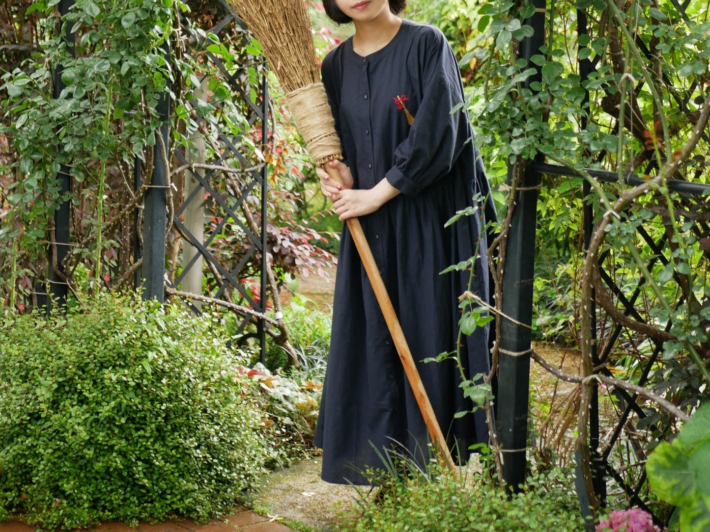 Original Ghibli Kiki Dress Cotton-Hemp • Kikis Delivery Service Clothes/Frock/Robe/Dressing Gown • Jiji Witch Anime • Studio Ghibli Gift