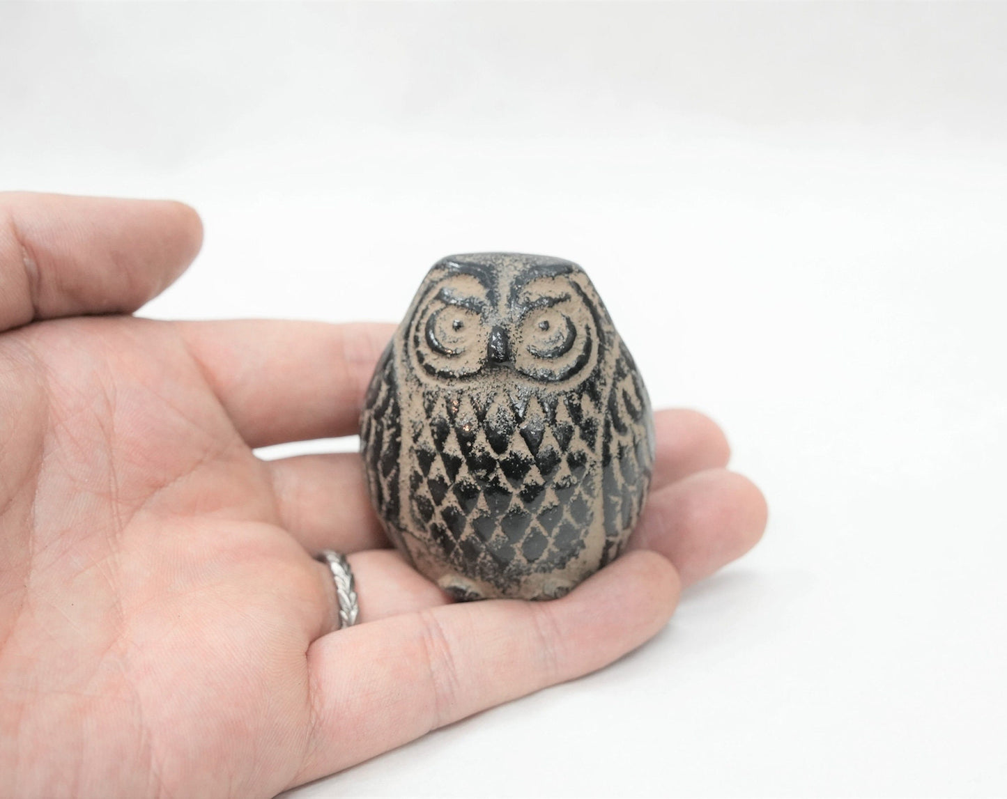 Authentic Japanese Cast Iron Paperweight • Owl Interior Decoration • Office Desk Figure • Asian Home Decor • Japanese Ironware Gift