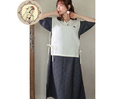 Original Ghibli Mononoke Dress & Top • Princess Mononoke Clothes/Frock/Robe/Outfit/Wear/Vest/Poncho/Hair Clip • San Anime Studio Ghibli Gift