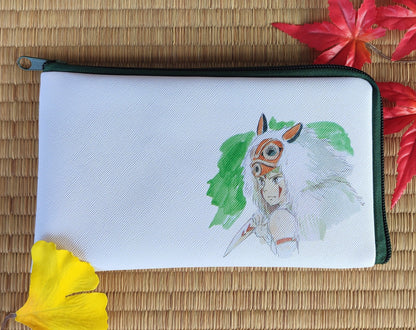 Original Ghibli Mononoke Pouch/Case • Princess Mononoke Clutch/Cosmetic Bag/Wallet/Makeup Bag/Holder • San Kodama Anime Studio Ghibli Gift