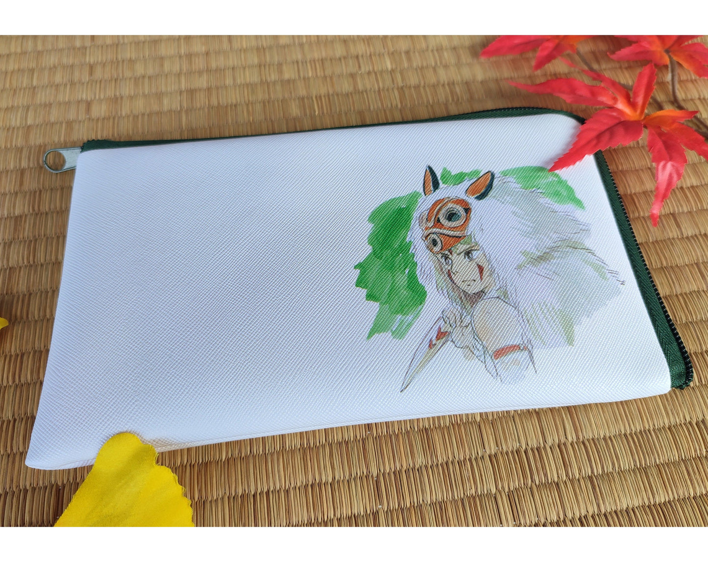 Original Ghibli Mononoke Pouch/Case • Princess Mononoke Clutch/Cosmetic Bag/Wallet/Makeup Bag/Holder • San Kodama Anime Studio Ghibli Gift