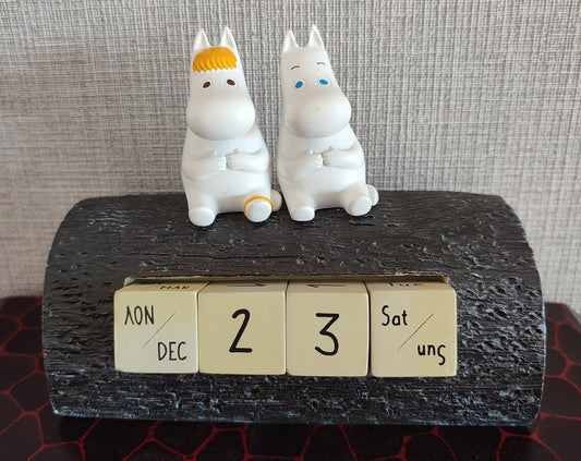 Vintage* Original Moomins Perpetual Dice Calendar • Figure/Figurine/Statue/Replica/Decor/Interior Diorama • Moomintroll, Snork Maiden Gift