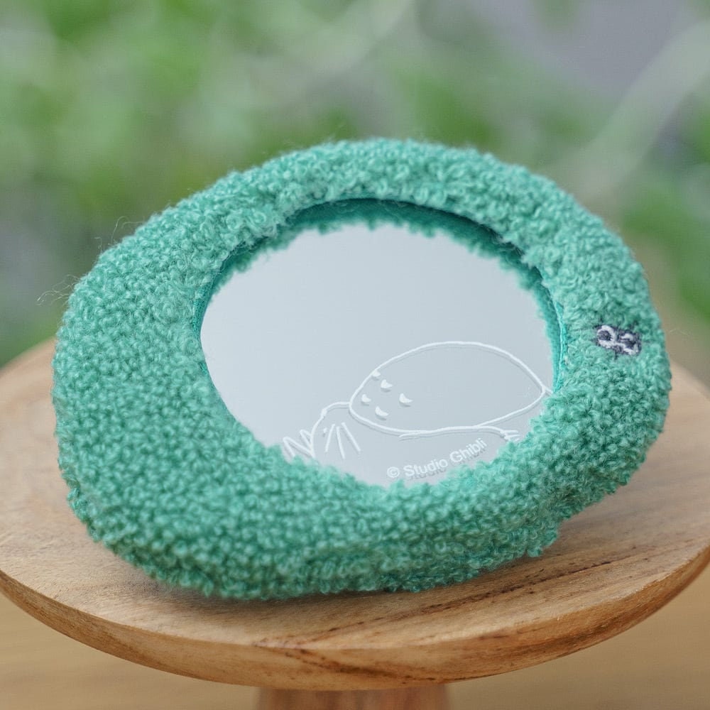 Original Ghibli Totoro Fluffy Mirror • My Neighbor Totoro Palm-size Mirror • Compact Pocket Makeup Hand Mirror • Anime Studio Ghibli Gift