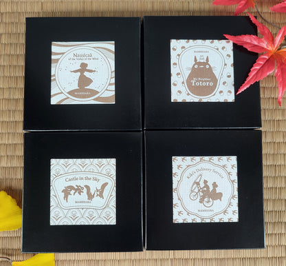 Original Ghibli Bean Plate Set of 4 • Totoro, Kiki, Nausicaa, Laputa Side Dish/Snack/Crockery • Japanese Mamezara • Studio Ghibli Gift