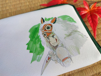 Original Ghibli Mononoke Pouch/Case • Princess Mononoke Clutch/Cosmetic Bag/Wallet/Makeup Bag/Holder • San Kodama Anime Studio Ghibli Gift