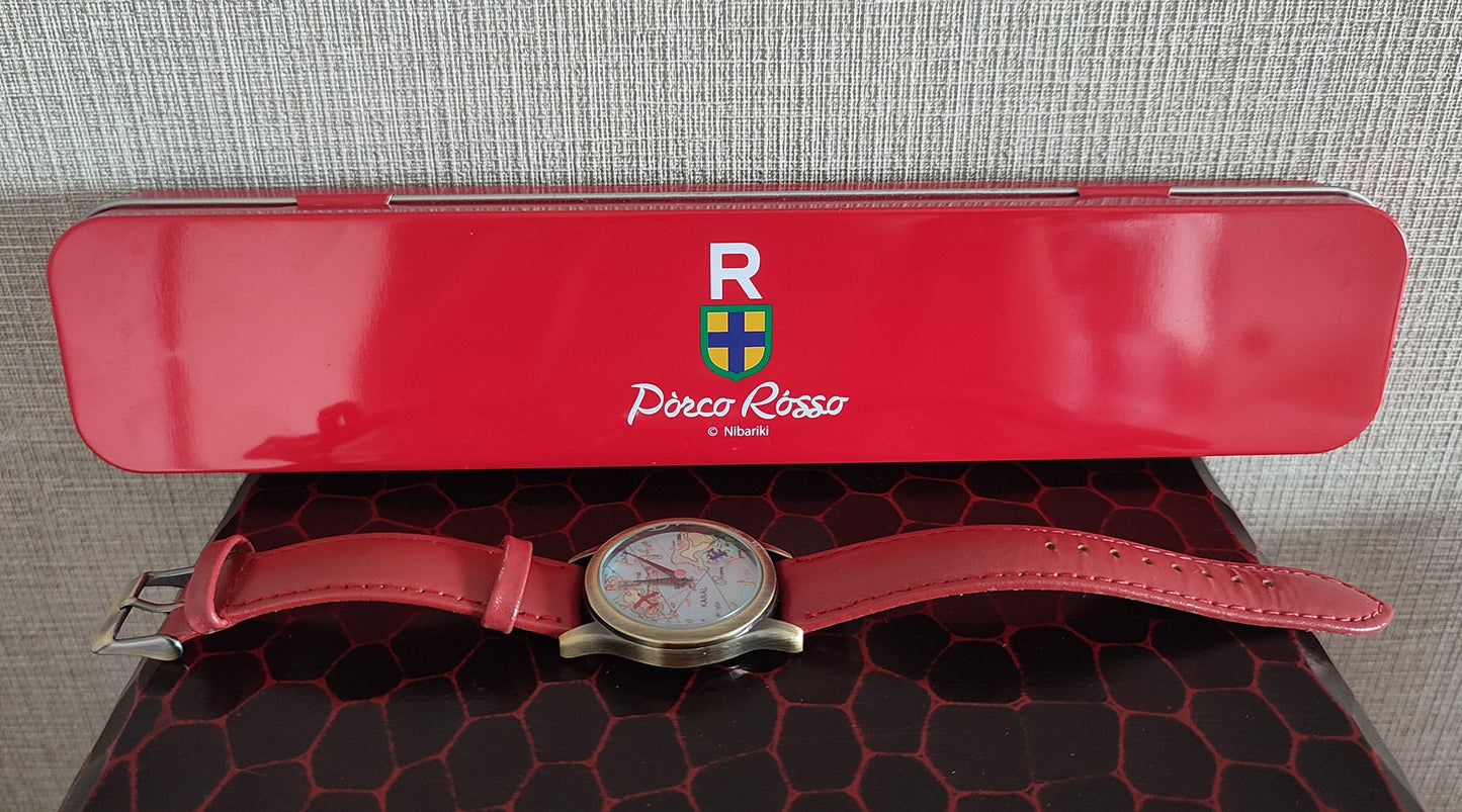 Vintage* Original Ghibli Porco Rosso Wrist Watch • Crimson Pig Watch/Clock • Japanese Anime Watches • Studio Ghibli Gift