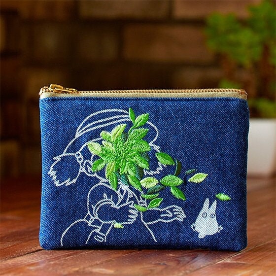 Original Ghibli Totoro Denim Pouch/Clutch • My Neighbor Totoro Case/Cosmetic Bag/Wallet/Makeup Bag/Purse • Anime Studio Ghibli Gift