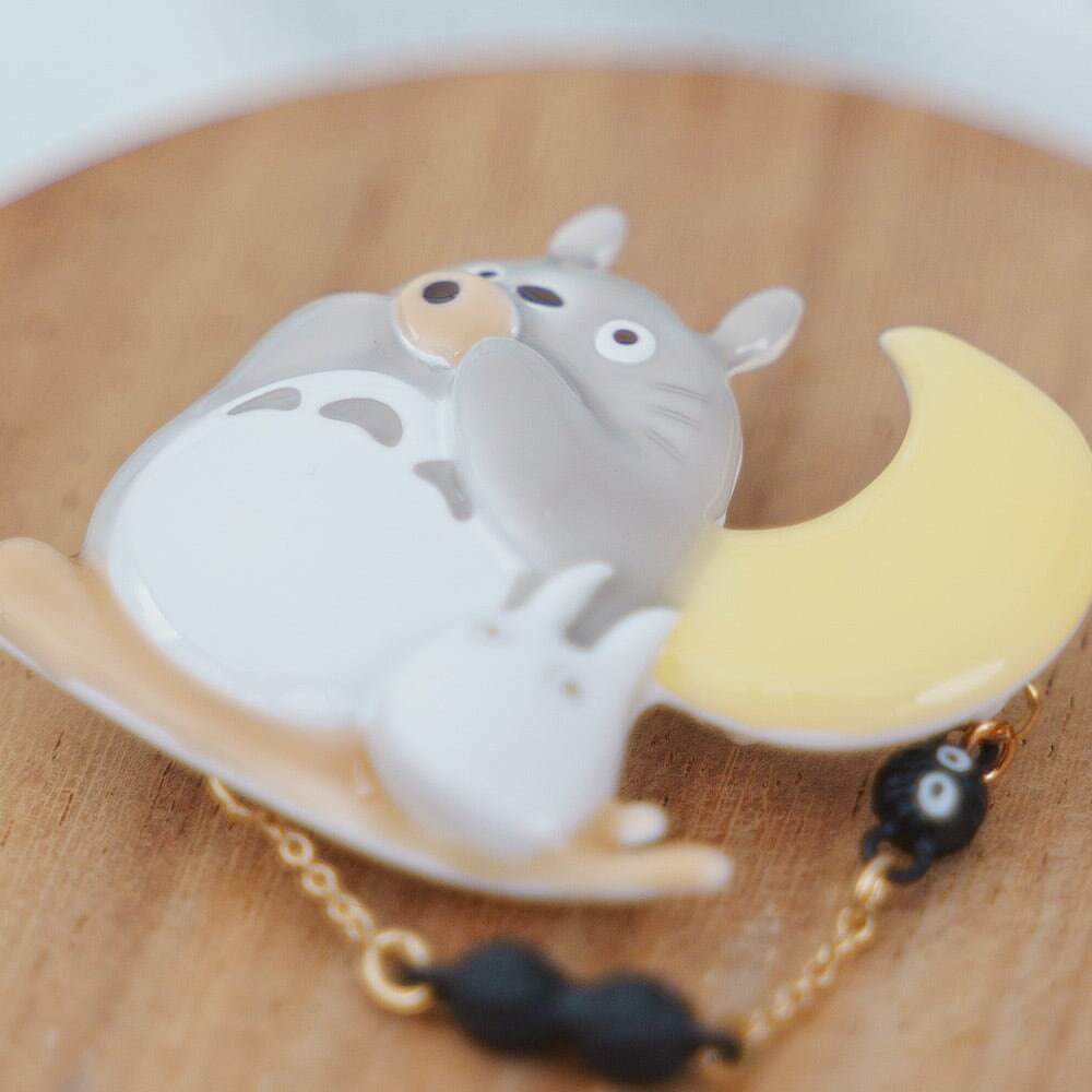 Original Ghibli Totoro Brooch "Moonlit Night" • My Neighbor Totoro Pin/Badge/Breastpin/Clip • Japanese Jewelry • Anime Studio Ghibli Gift