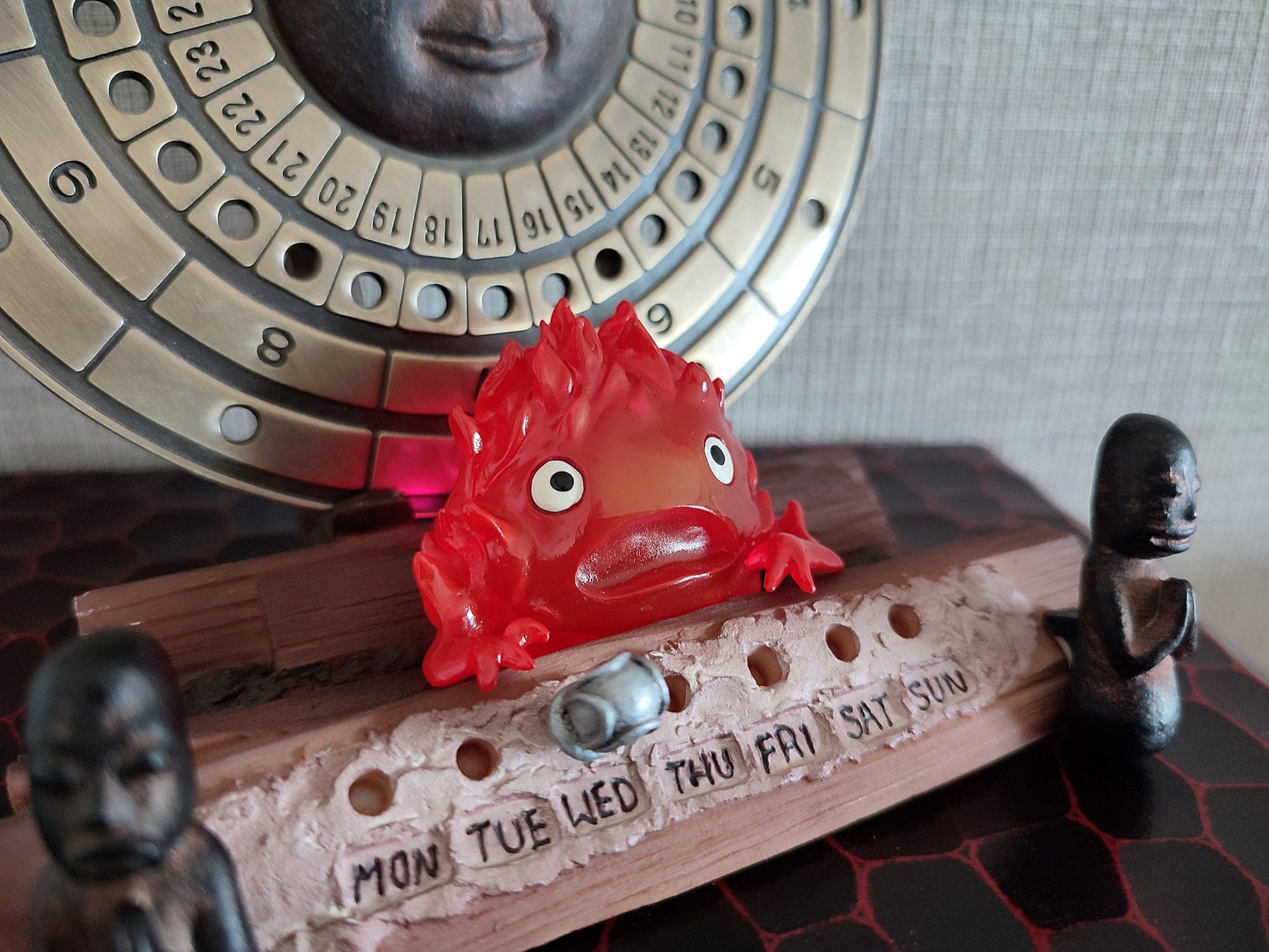 Vintage* Original Ghibli Calcifer Perpetual Calendar • Howls Moving Castle Figure/Figurine/Statue/Home Decor/Interior Diorama • Ghibli Gift