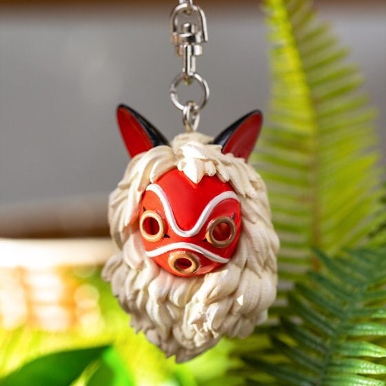 Original Ghibli Mononoke Keychain/Charm • Princess Mononoke Bag Decor/Pendant/Strap • San's Mask Kodama Anime • Studio Ghibli Gift