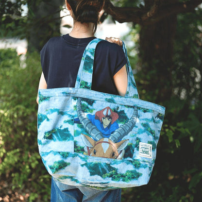 Original Ghibli Mononoke Denim Tote/Shoulder Bag • Princess Mononoke Shopper/Holdall/Large Handbag/Eco Bag • San Anime Studio Ghibli Gift