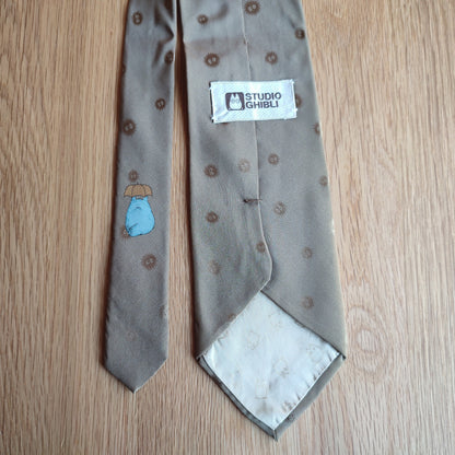 Original Ghibli Totoro Necktie • My Neighbor Totoro Neckwear/Ascot/Cravat/Accent Clothes • Beige Silk Neck Tie • Anime Studio Ghibli Gift