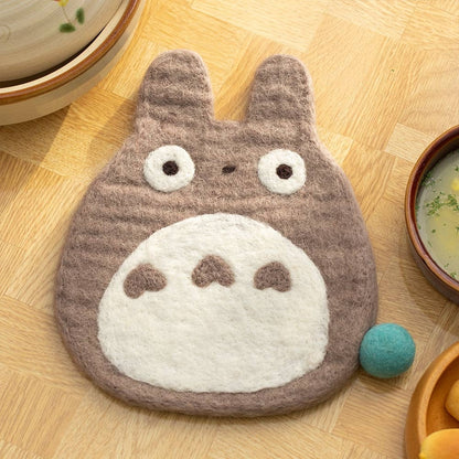 Original Studio Ghibli Handmade Wool Trivet • Totoro, Howl, Kikis Delivery Large Coaster/Place Mat/Pot Mat • Jiji, Calcifer Anime Gift