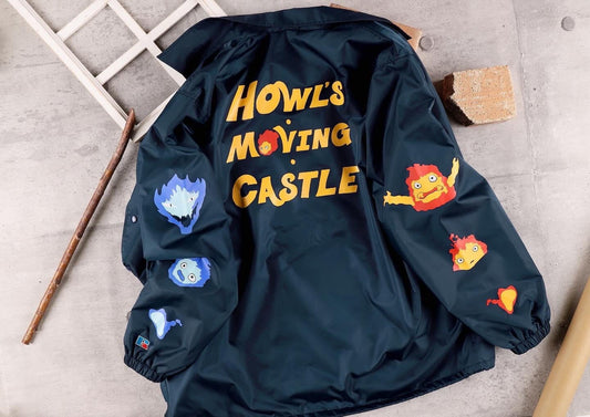 Original Ghibli Howl Coach Jacket • Howls Moving Castle Windbreaker/Raincoat/Coat/Spring-Autumn Clothes • Calcifer Anime Studio Ghibli Gift