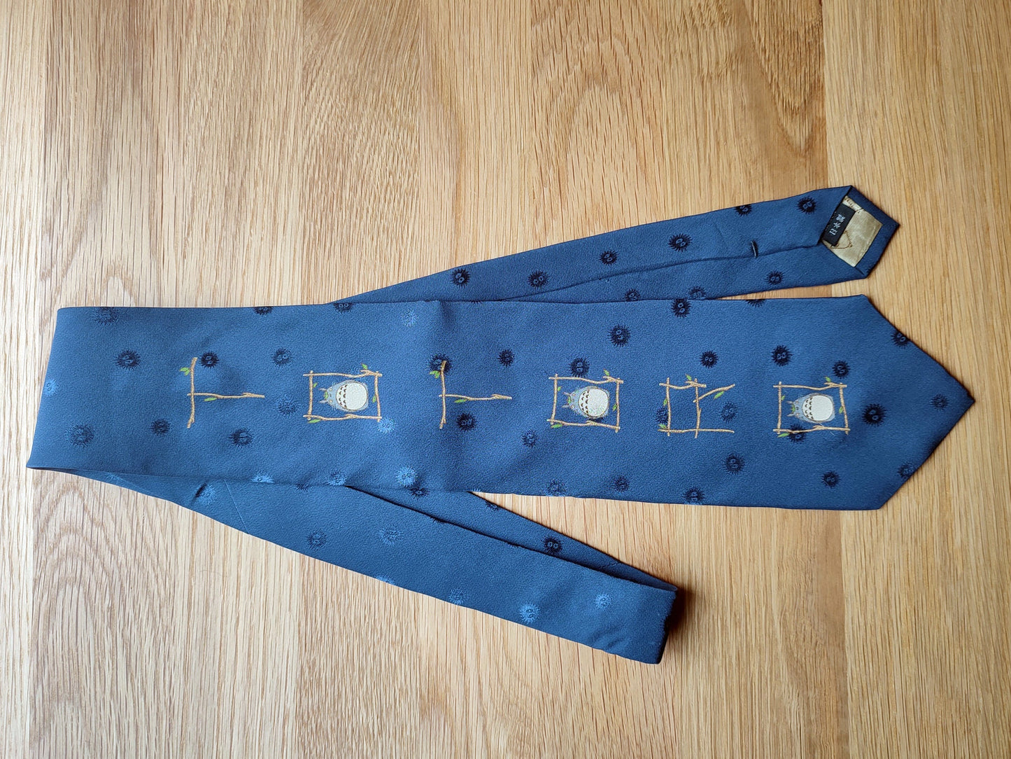 Vintage* Original Ghibli Totoro Necktie • My Neighbor Totoro Neckwear/Ascot/Cravat/Accent Clothes • Blue Silk Neck Tie • Studio Ghibli Gift