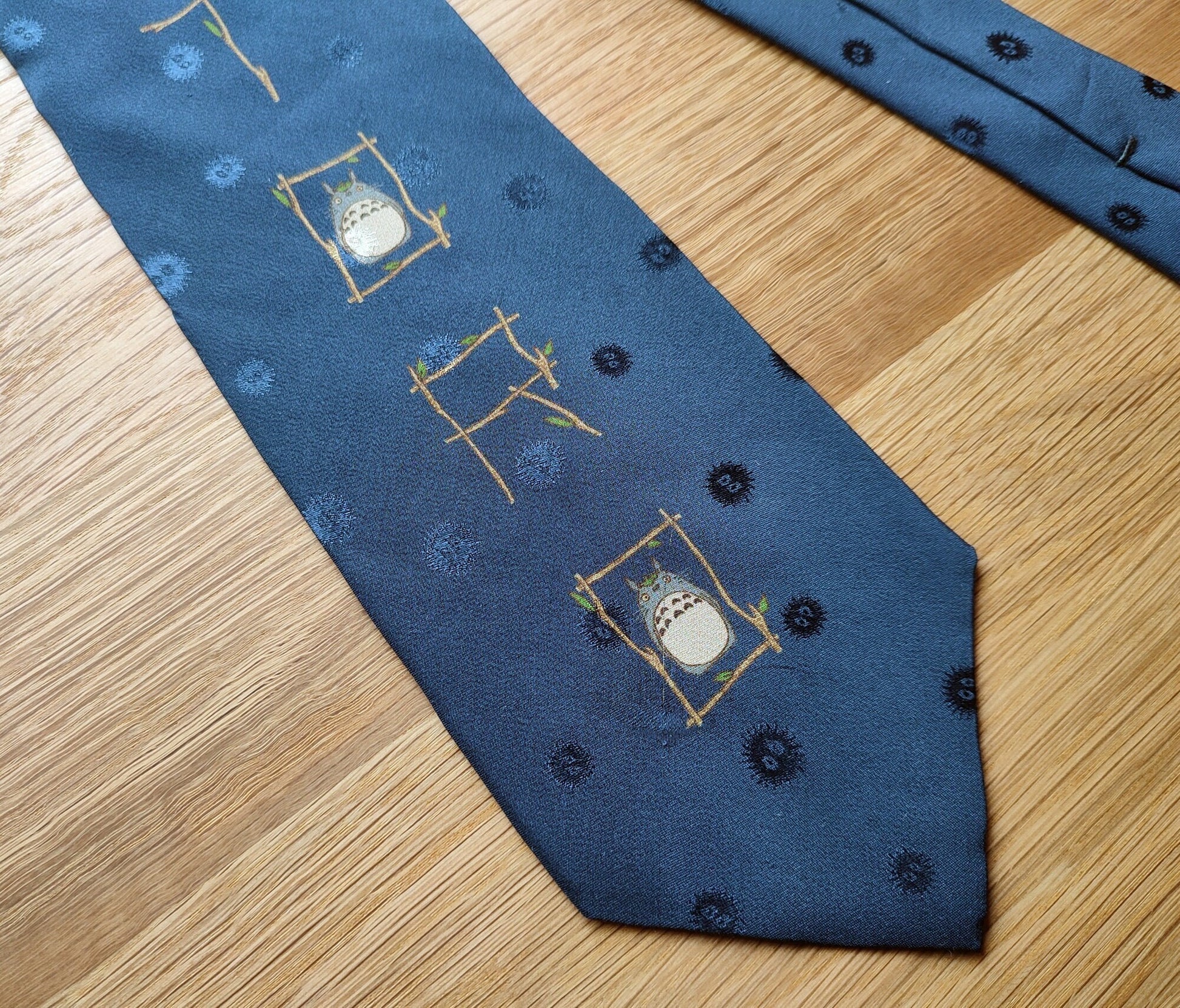 Vintage* Original Ghibli Totoro Necktie • My Neighbor Totoro Neckwear/Ascot/Cravat/Accent Clothes • Blue Silk Neck Tie • Studio Ghibli Gift