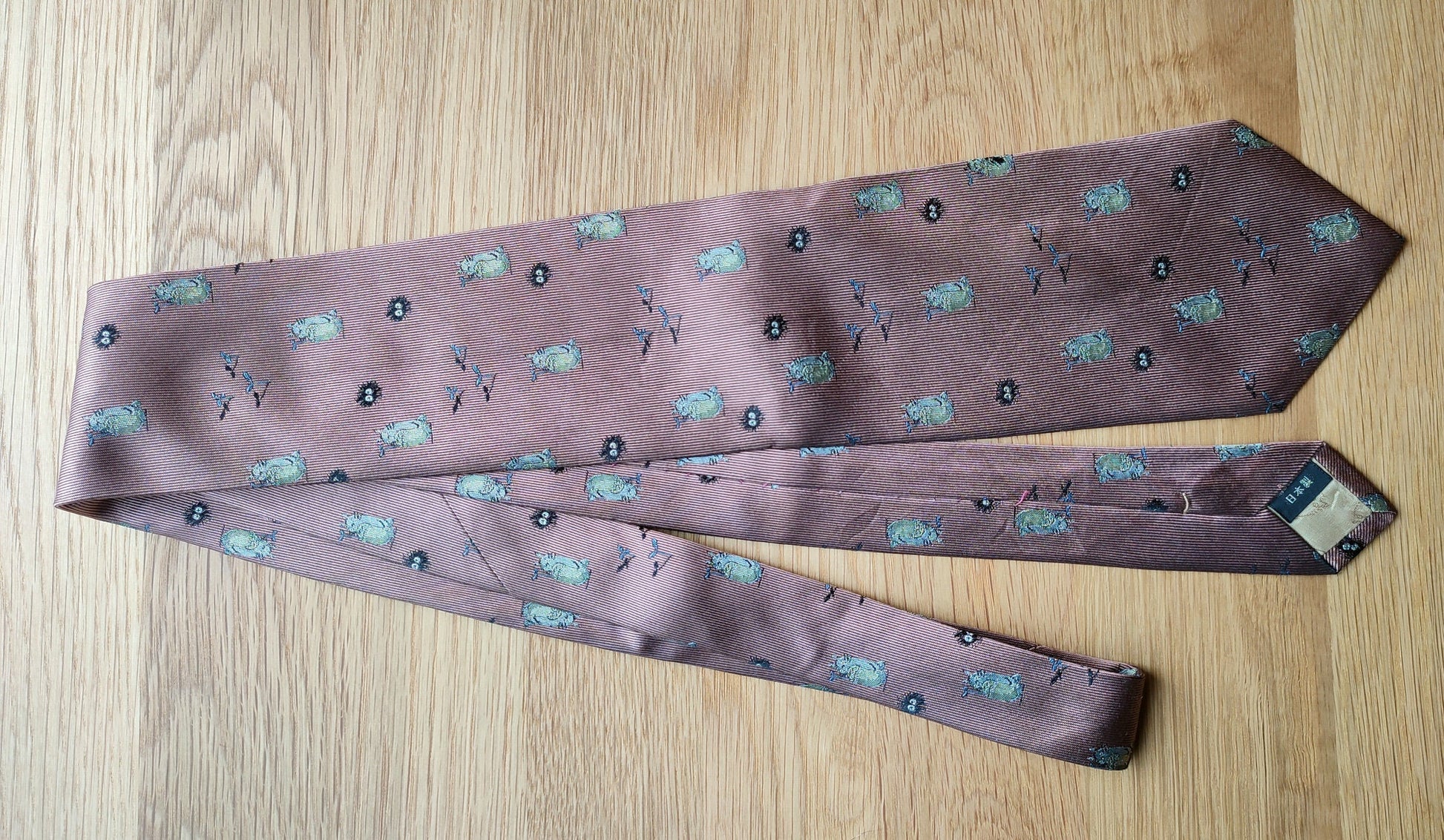 Vintage* Original Ghibli Totoro Necktie • My Neighbor Totoro Neckwear/Ascot/Cravat/Accent Clothes • Red Silk Neck Tie • Studio Ghibli Gift