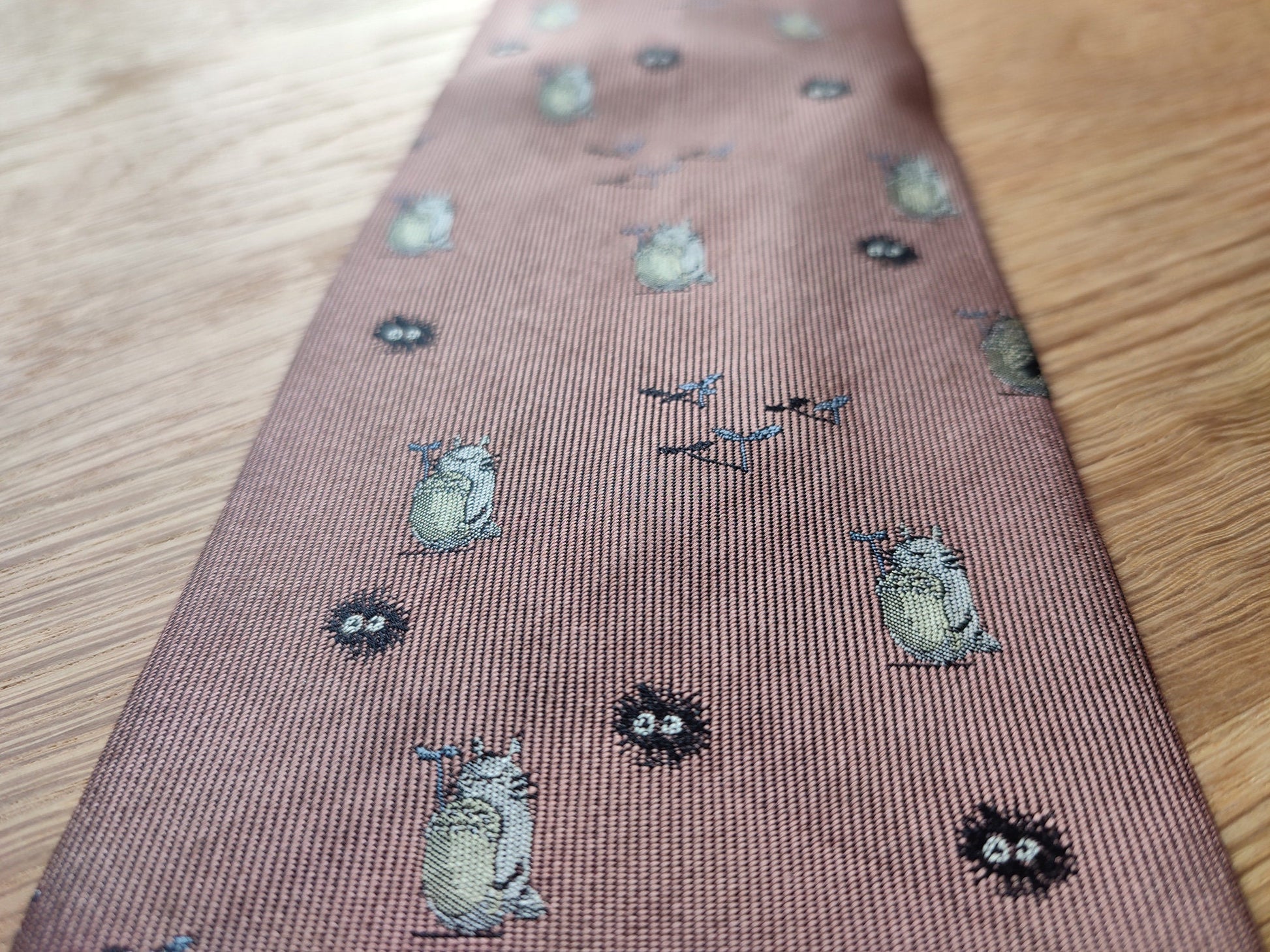 Vintage* Original Ghibli Totoro Necktie • My Neighbor Totoro Neckwear/Ascot/Cravat/Accent Clothes • Red Silk Neck Tie • Studio Ghibli Gift