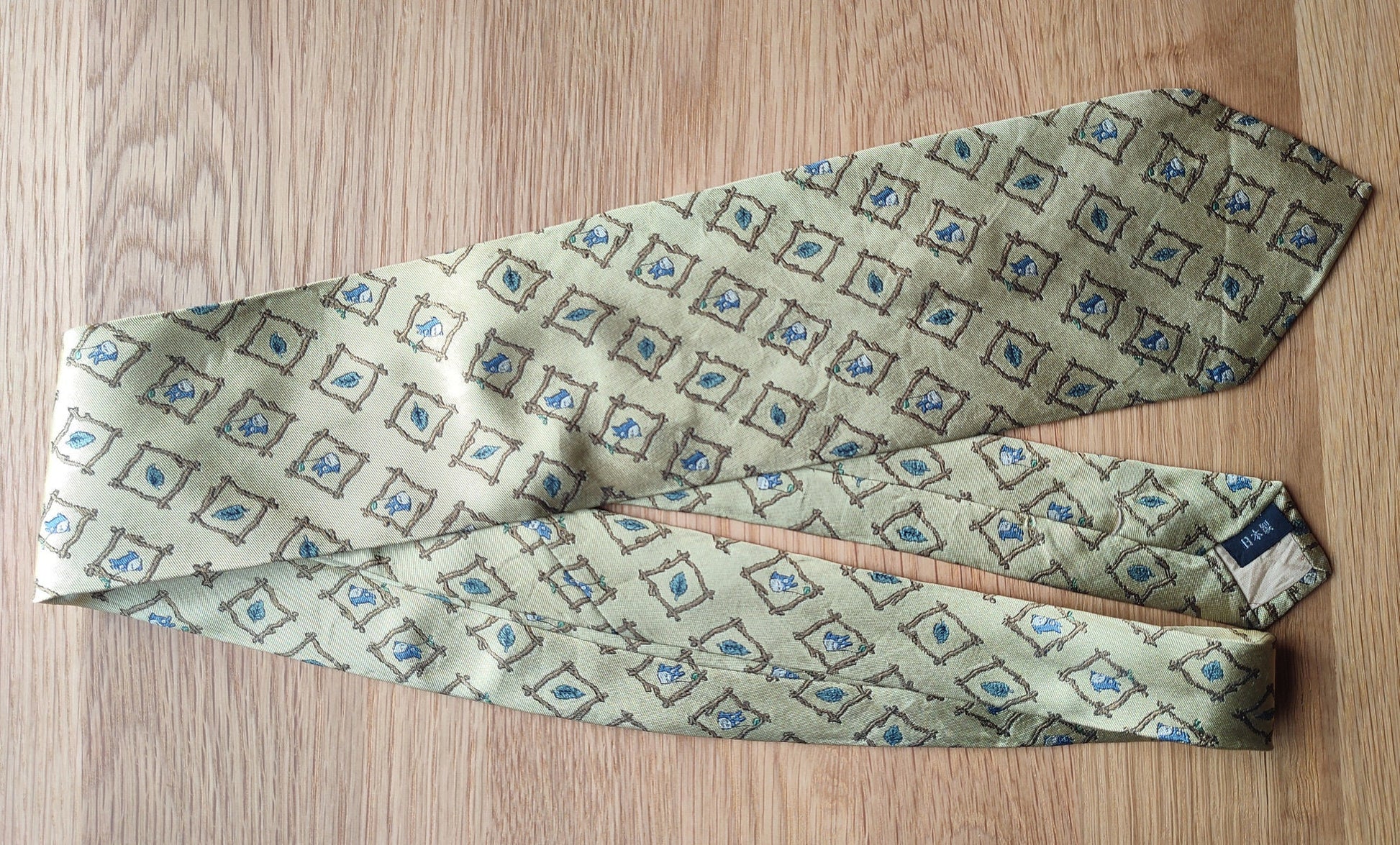 Vintage* Original Ghibli Totoro Necktie • My Neighbor Totoro Neckwear/Ascot/Cravat/Accent Clothes • Gold Silk Neck Tie • Studio Ghibli Gift