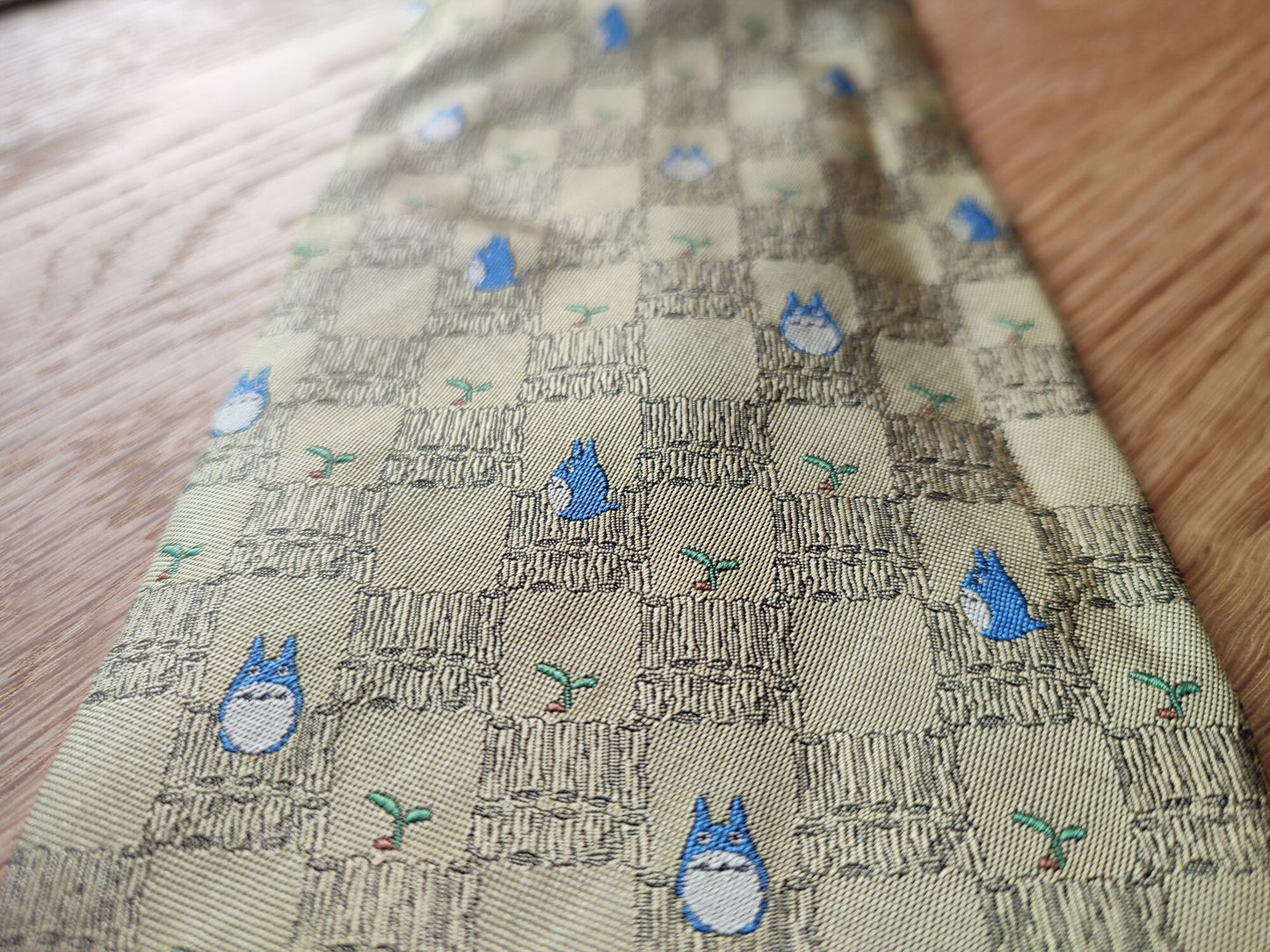 Vintage* Original Ghibli Totoro Necktie • My Neighbor Totoro Neckwear/Ascot/Cravat/Accent Clothes •Yellow Silk Neck Tie • Studio Ghibli Gift