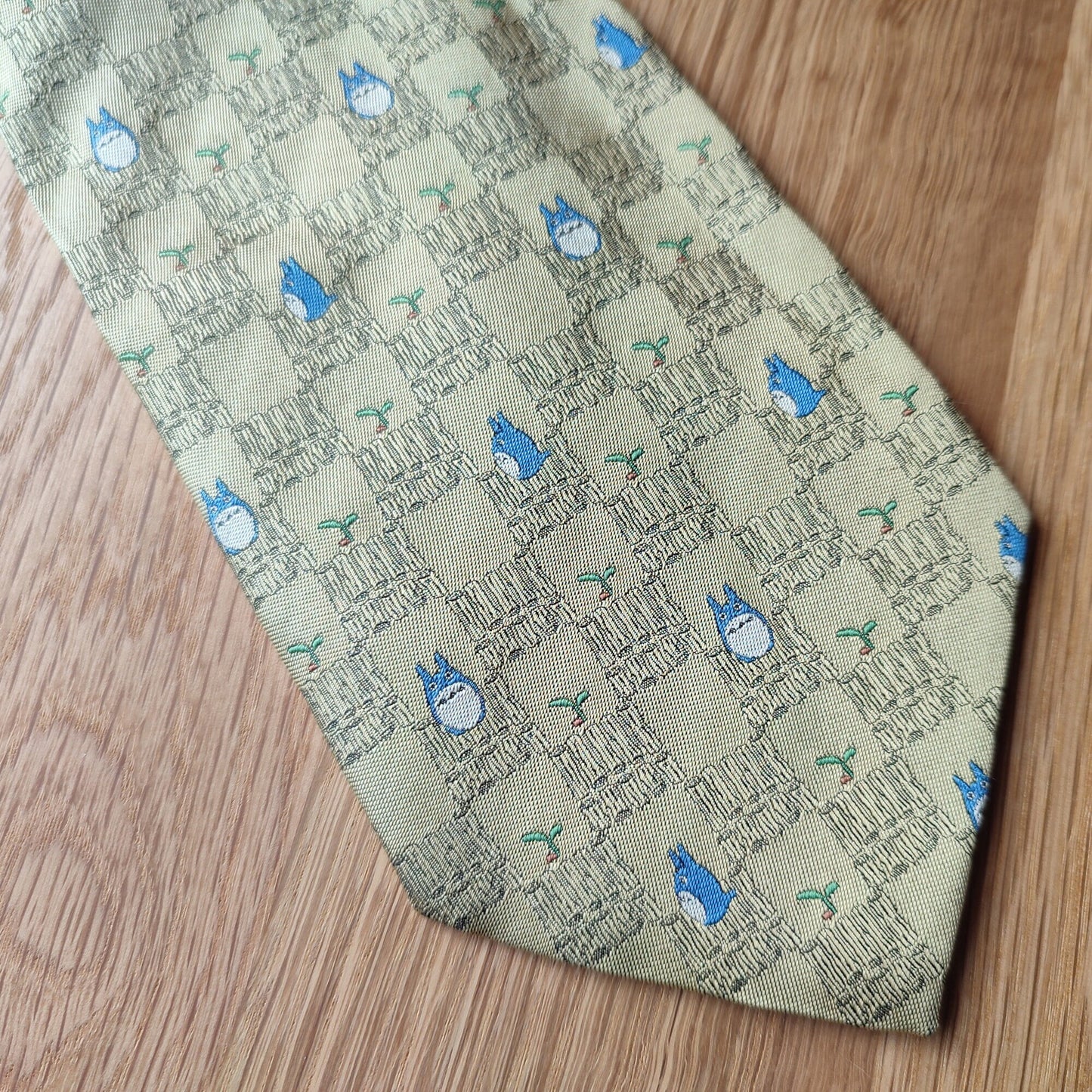 Vintage* Original Ghibli Totoro Necktie • My Neighbor Totoro Neckwear/Ascot/Cravat/Accent Clothes •Yellow Silk Neck Tie • Studio Ghibli Gift