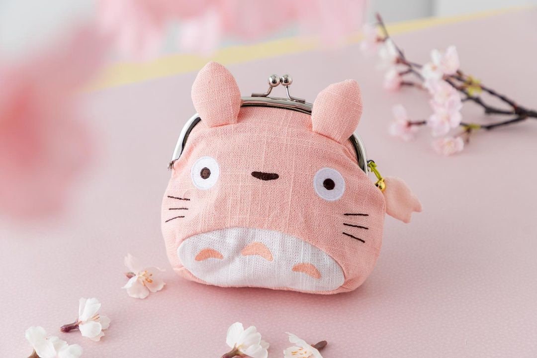 Original Ghibli Totoro-Sakura Pouch • My Neighbor Totoro Coin Purse/Cosmetic Bag/Wallet/Makeup Case • Spring Anime Studio Ghibli Gift