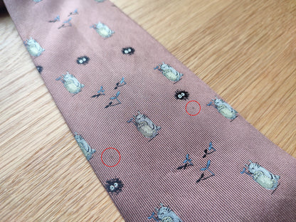 Vintage* Original Ghibli Totoro Necktie • My Neighbor Totoro Neckwear/Ascot/Cravat/Accent Clothes • Red Silk Neck Tie • Studio Ghibli Gift