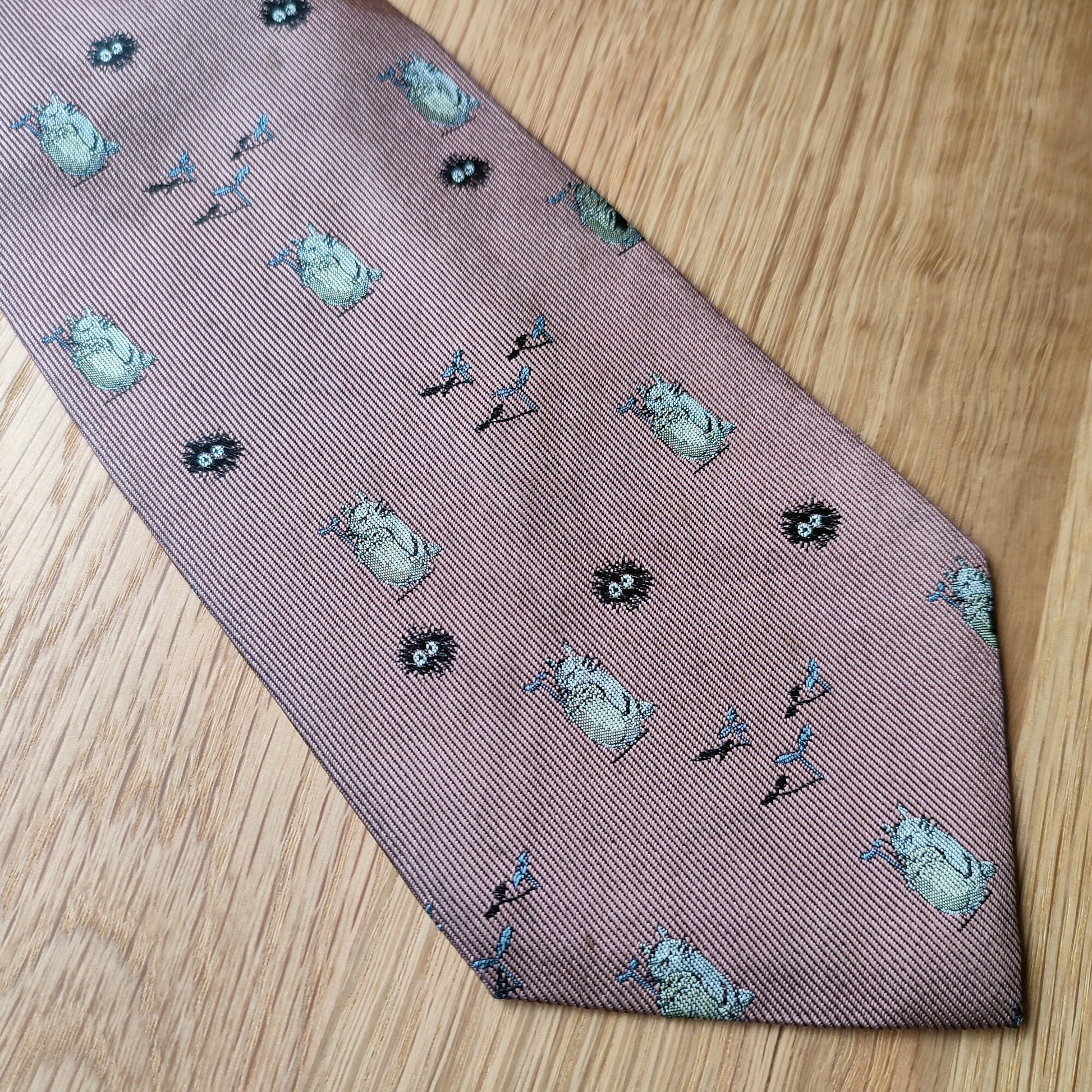 Vintage* Original Ghibli Totoro Necktie • My Neighbor Totoro Neckwear/Ascot/Cravat/Accent Clothes • Red Silk Neck Tie • Studio Ghibli Gift