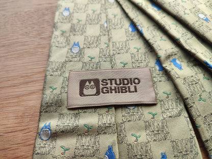 Vintage* Original Ghibli Totoro Necktie • My Neighbor Totoro Neckwear/Ascot/Cravat/Accent Clothes •Yellow Silk Neck Tie • Studio Ghibli Gift