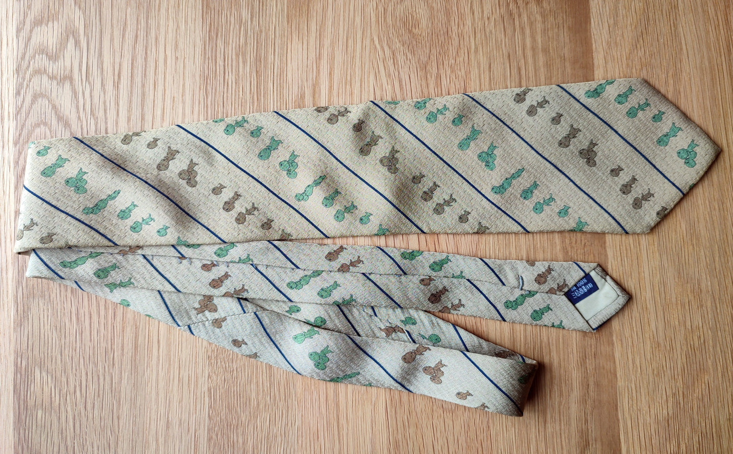 Vintage* Original Ghibli Mononoke Necktie • Princess Mononoke Neckwear/Ascot/Cravat/Accent Clothes,Yellow Silk Neck Tie • Studio Ghibli Gift