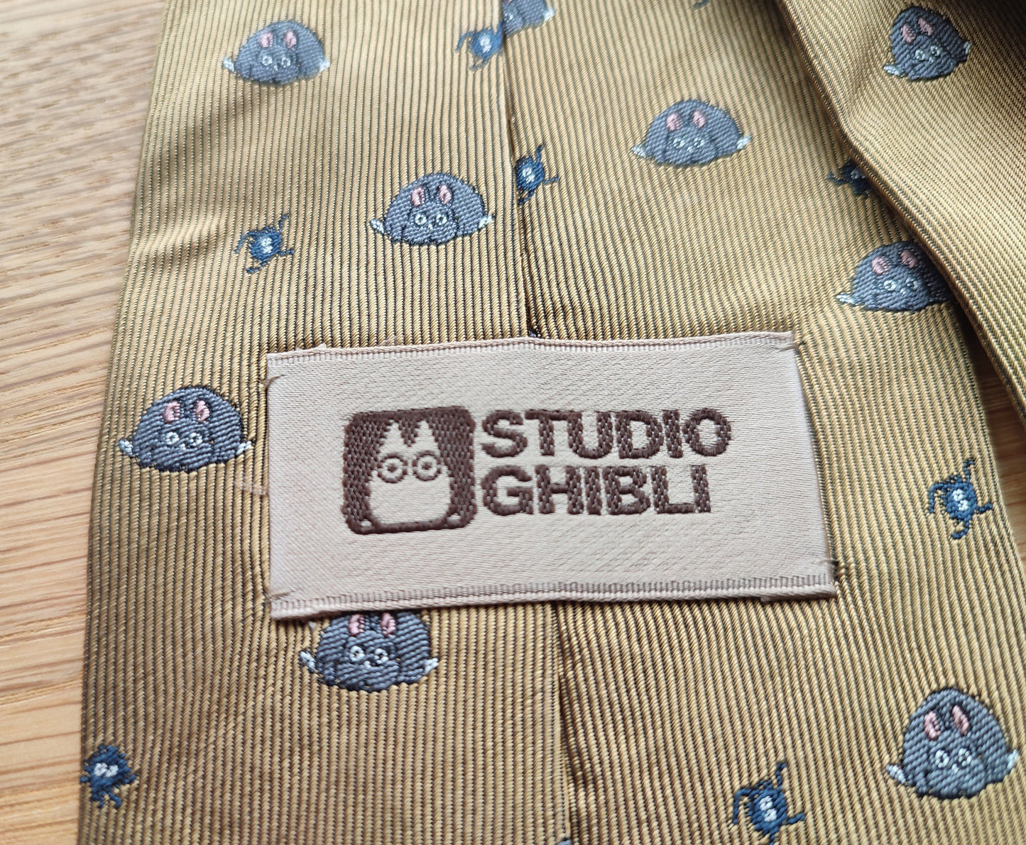 Vintage* Original Ghibli Bo Mouse Necktie • Spirited Away Neckwear/Ascot/Cravat/Accent Clothes • Gold Silk Neck Tie • Studio Ghibli Gift