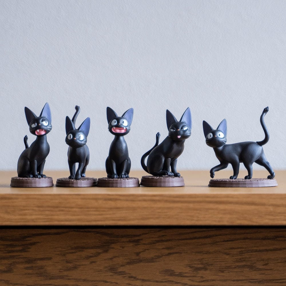 Original Ghibli Studio Jiji Figure (Set of 6) • Kikis Delivery Service Figurine/Statue/Replica/Home Decor/Interior Diorama • Gigi Anime Gift