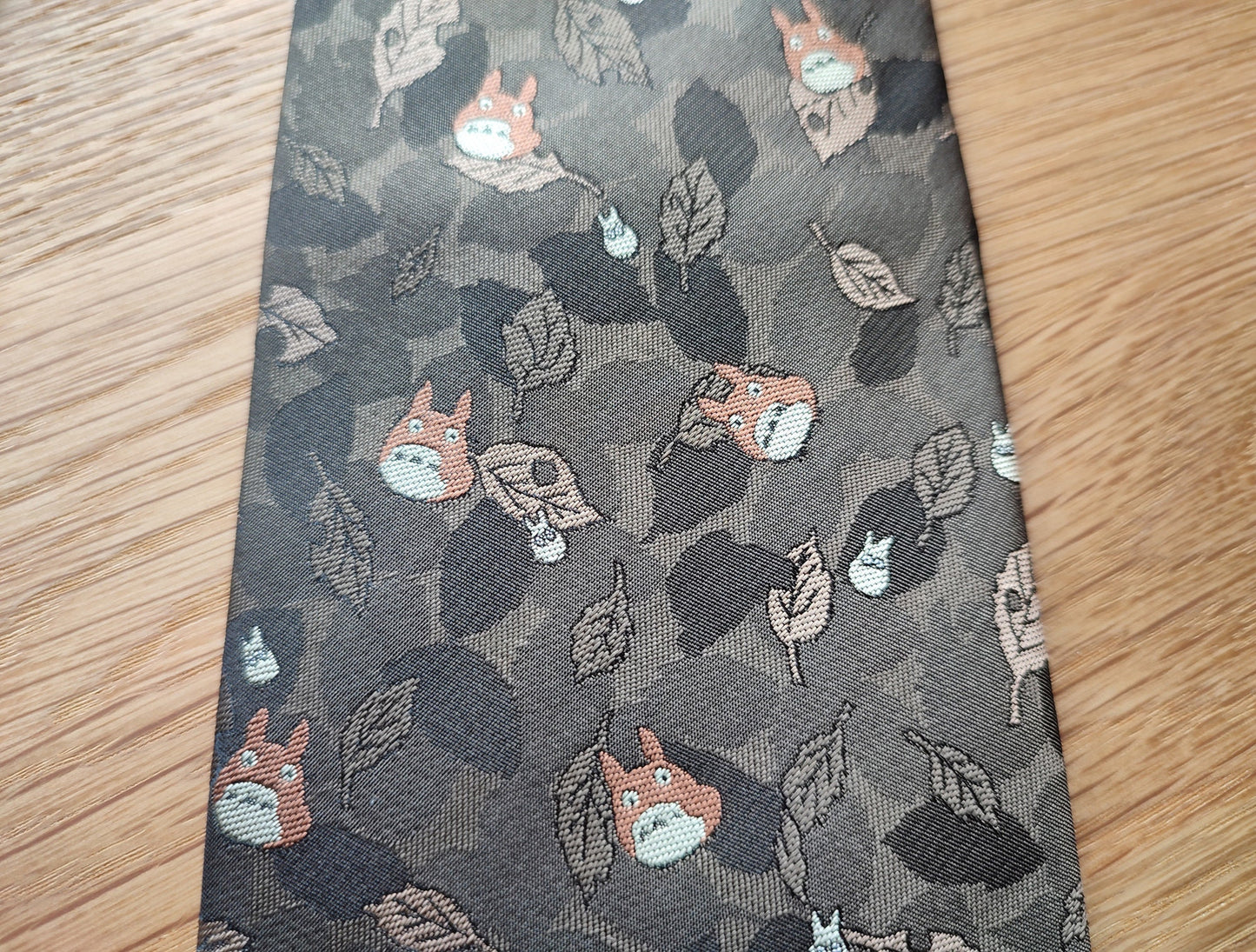 Vintage* Original Ghibli Totoro Necktie • My Neighbor Totoro Neckwear/Ascot/Cravat/Accent Clothes • Brown Silk Neck Tie • Studio Ghibli Gift