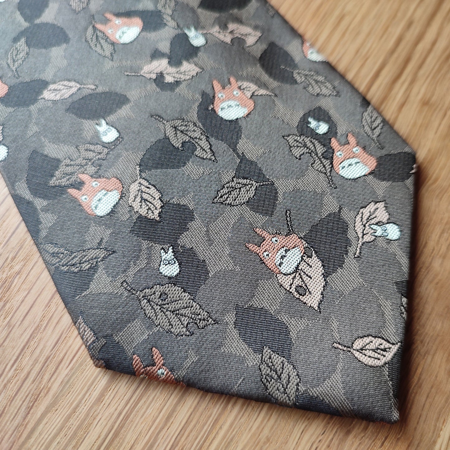 Vintage* Original Ghibli Totoro Necktie • My Neighbor Totoro Neckwear/Ascot/Cravat/Accent Clothes • Brown Silk Neck Tie • Studio Ghibli Gift