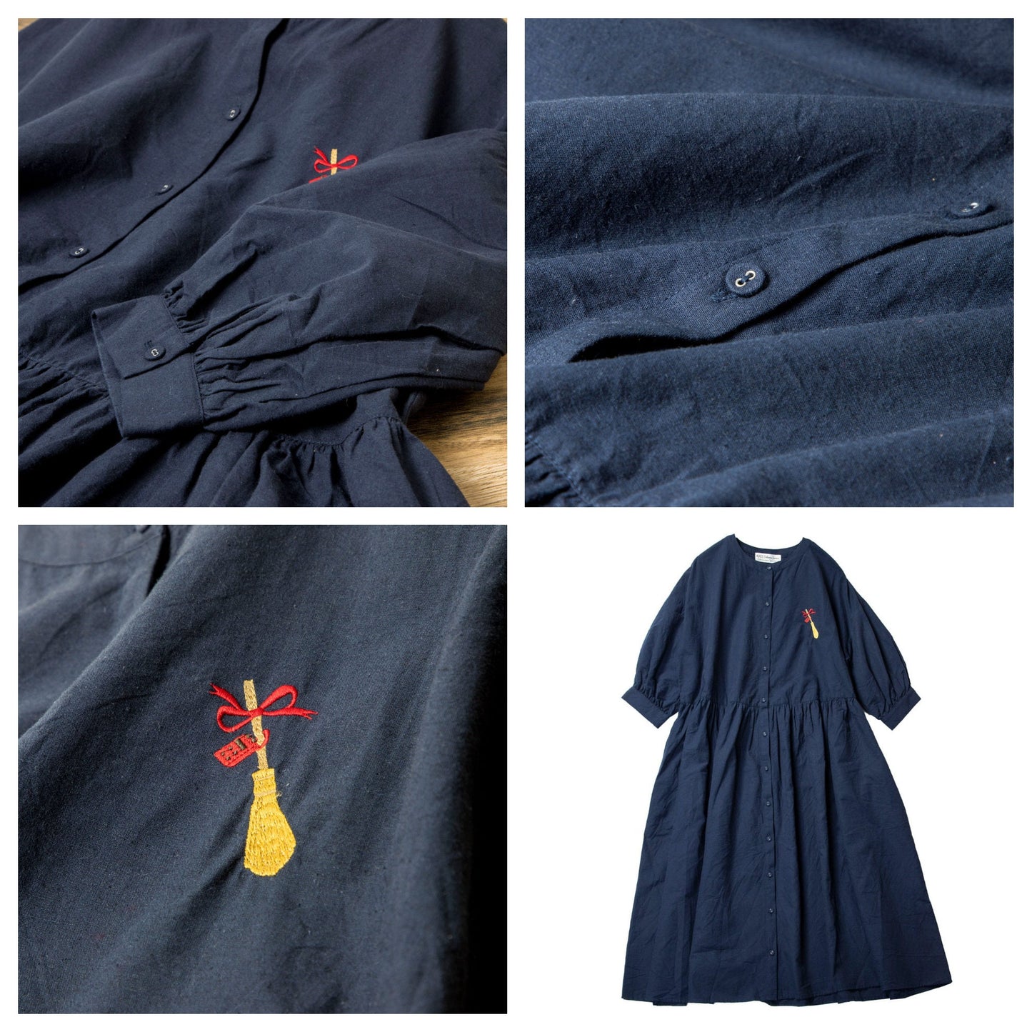 Original Ghibli Kiki Dress Cotton-Hemp • Kikis Delivery Service Clothes/Frock/Robe/Dressing Gown • Jiji Witch Anime • Studio Ghibli Gift