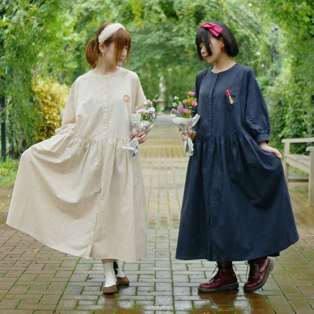 Original Ghibli Kiki Dress Cotton Hemp Kikis Delivery Service Clothes Frock Robe Dressing Gown Jiji Witch Anime Studio Ghibli Gift Kamaji Market