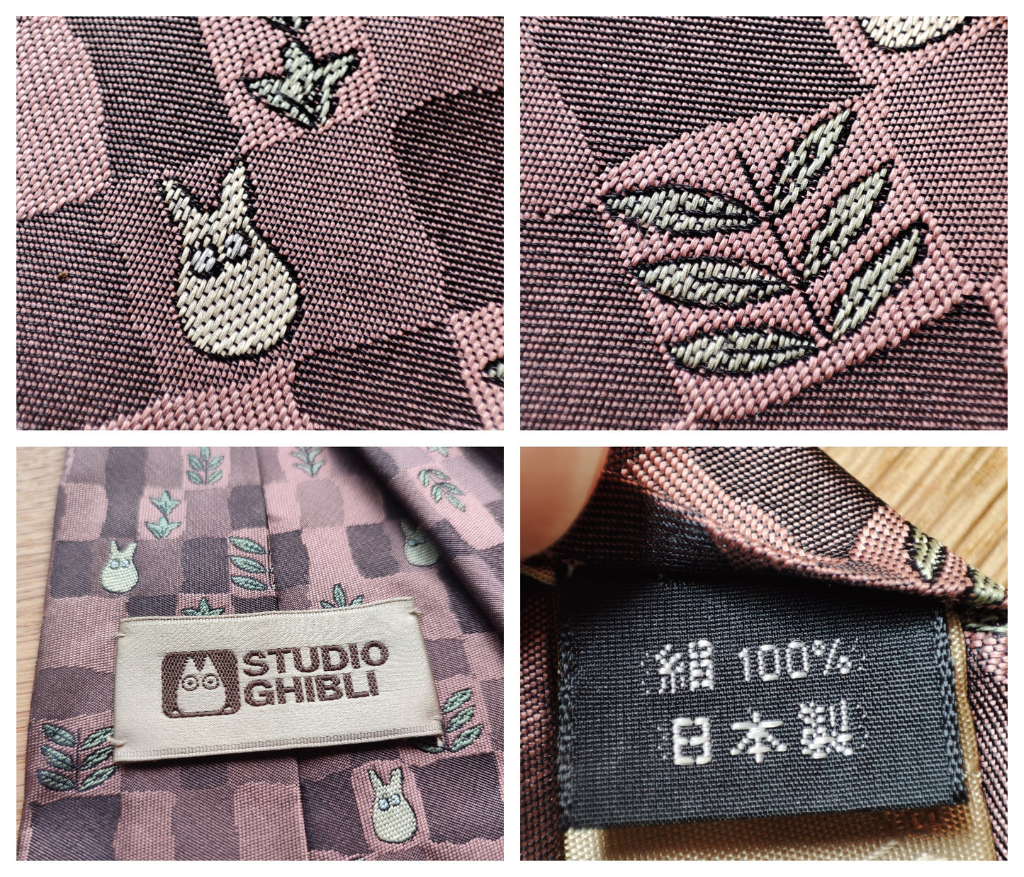 Vintage* Original Ghibli Totoro Necktie • My Neighbor Totoro Neckwear/Ascot/Cravat/Accent Clothes • Red Silk Neck Tie • Studio Ghibli Gift