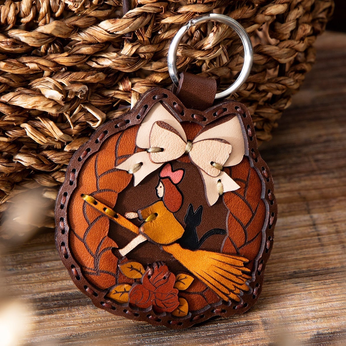 Original Ghibli Kiki Keychain/Charm • Kikis Delivery Service Handmade Leather Bag Decor/Charm/Pendant/Strap • Anime Studio Ghibli Gift