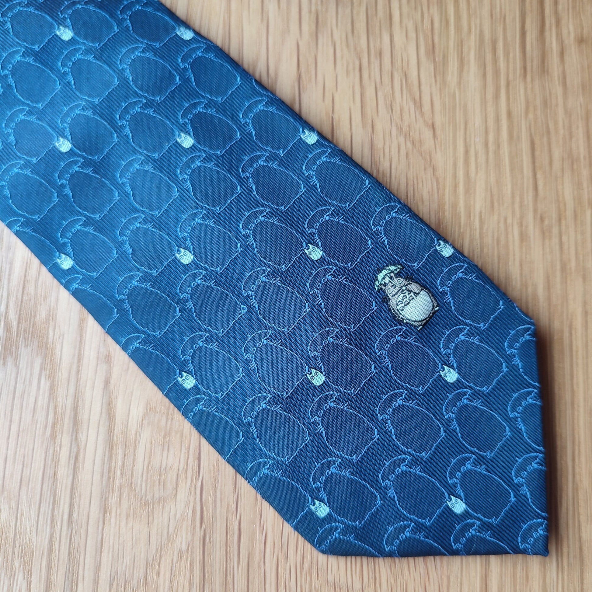 Original Ghibli Totoro Necktie • My Neighbor Totoro Neckwear/Ascot/Cravat/Accent Clothes • Blue Silk Neck Tie • Anime Studio Ghibli Gift