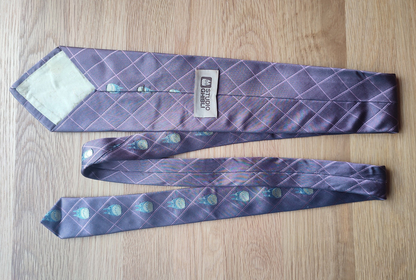 Vintage* Original Ghibli Totoro Necktie • My Neighbor Totoro Neckwear/Ascot/Cravat/Accent Clothes • Purple Silk Tie • Studio Ghibli Gift